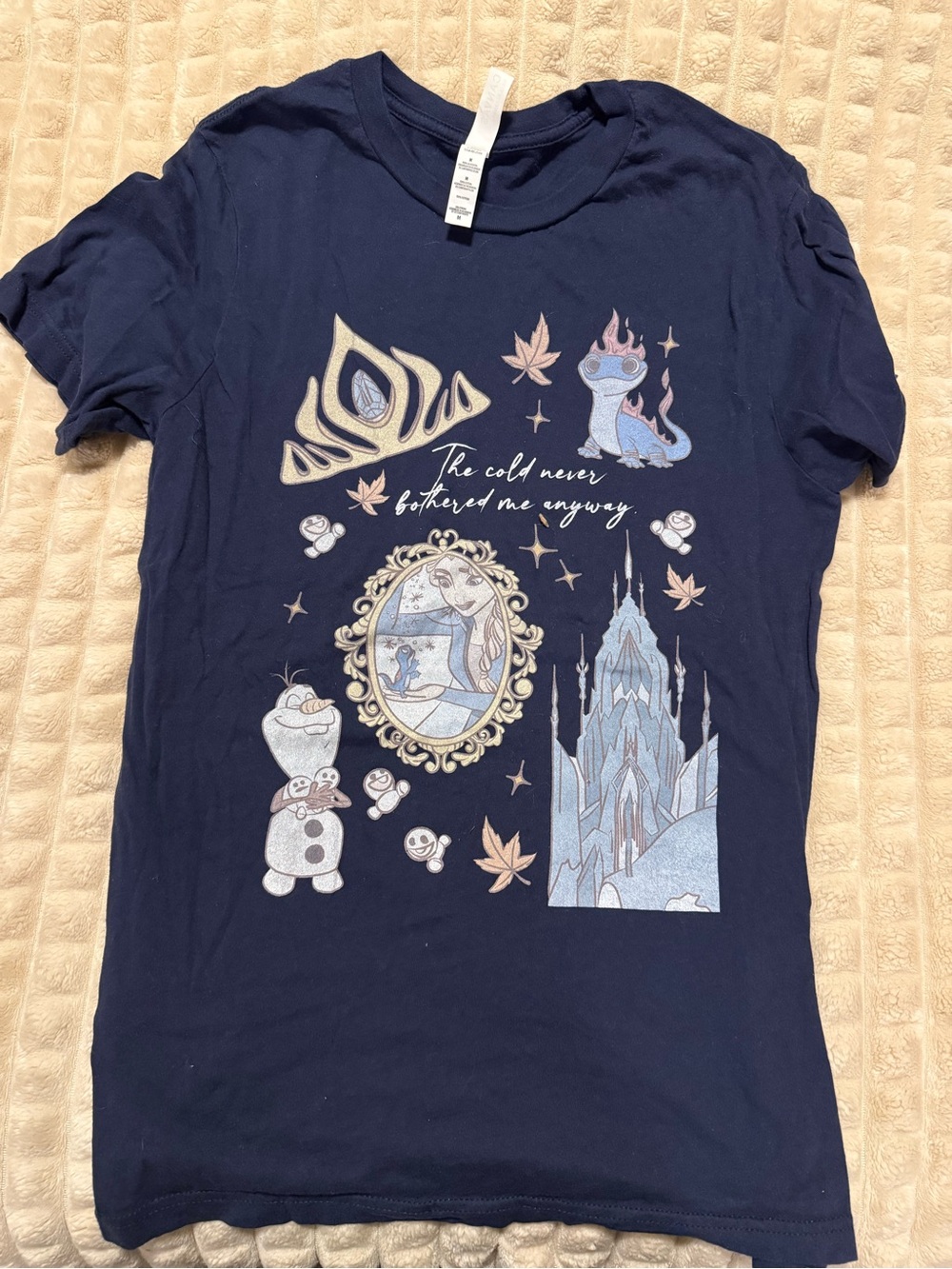 Bella Canvas Navy Girls Frozen Graphic Tee with Pastel Prints
